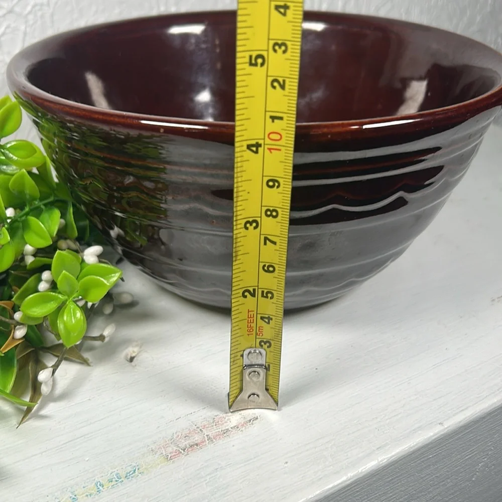 Marcrest Daisy Dot VTG Brown Bowl Serving Mixing Farmhouse Kitchen Decor